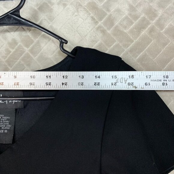 SL Fashions Juniors L Mini Dress Black Knee Length Short Ruffle Sleeve V Neck - Picture 7 of 15